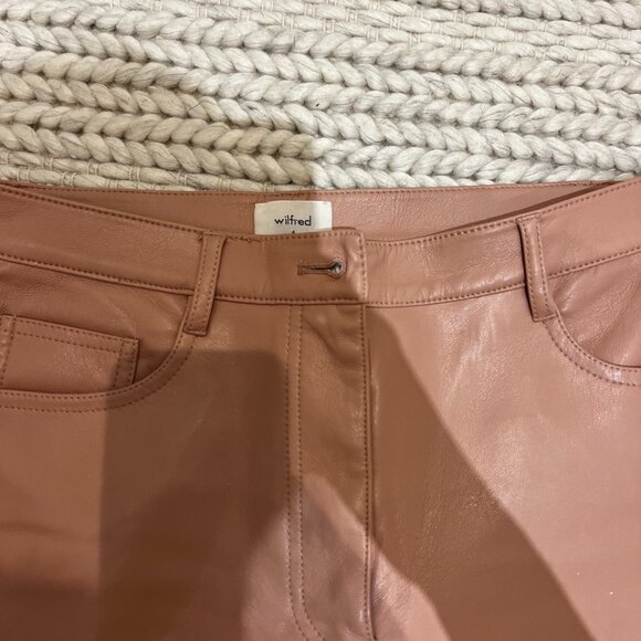 Aritzia Wilfred Pink High Rise Vegan Leather Melina Pant - Picture 3 of 6